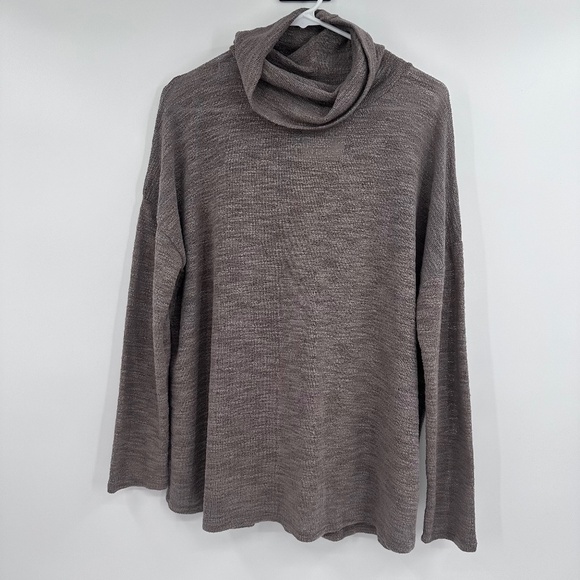 Cherish Top Women Large Brown Knit Long Sleeve Turtleneck Neutral Earthy - Picture 1 of 8